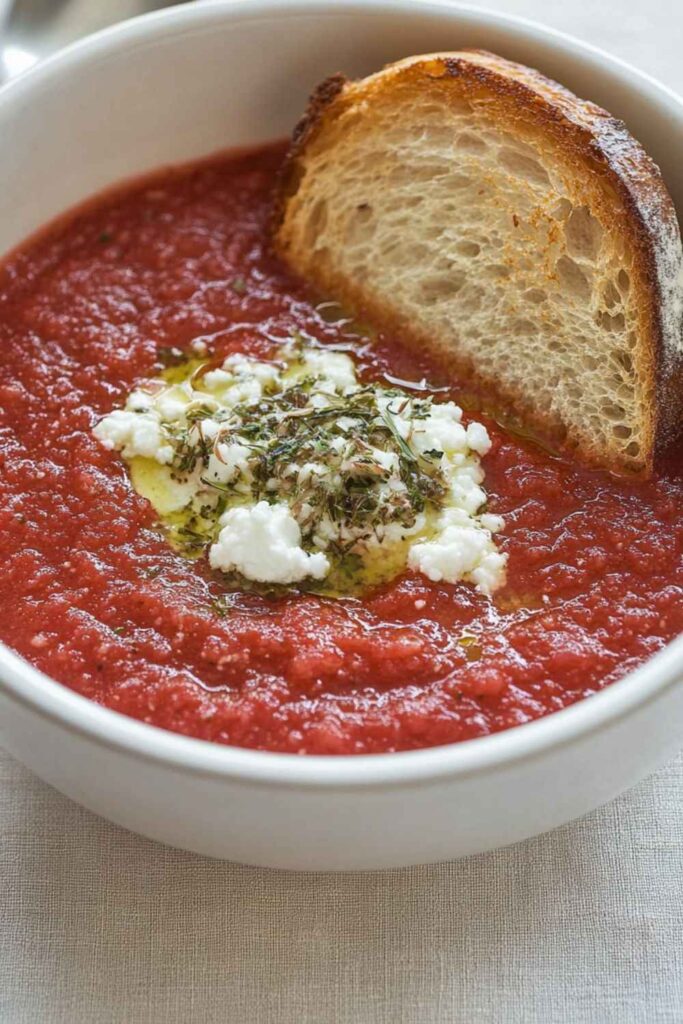 Barefoot Contessa Easy Gazpacho & Goat Cheese Croutons