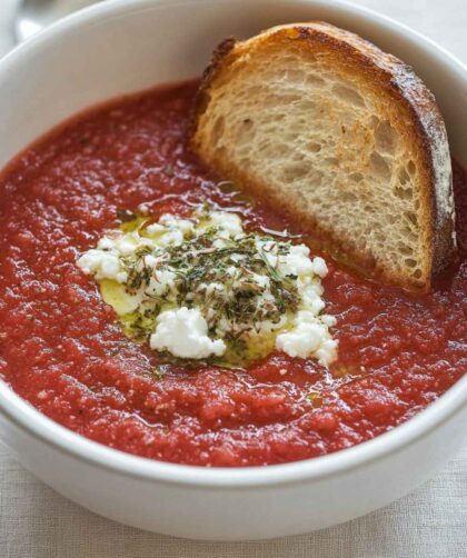 Barefoot Contessa Easy Gazpacho & Goat Cheese Croutons