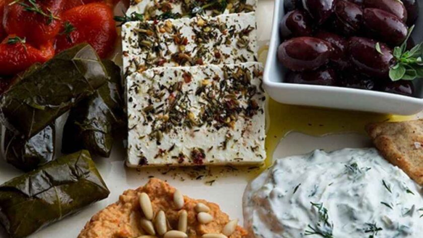 Barefoot Contessa Greek Mezze Platter with Thyme Roasted Red Peppers